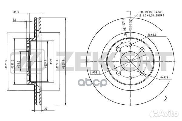 Диск торм. перед. LADA 110 111 112 96- Kalin