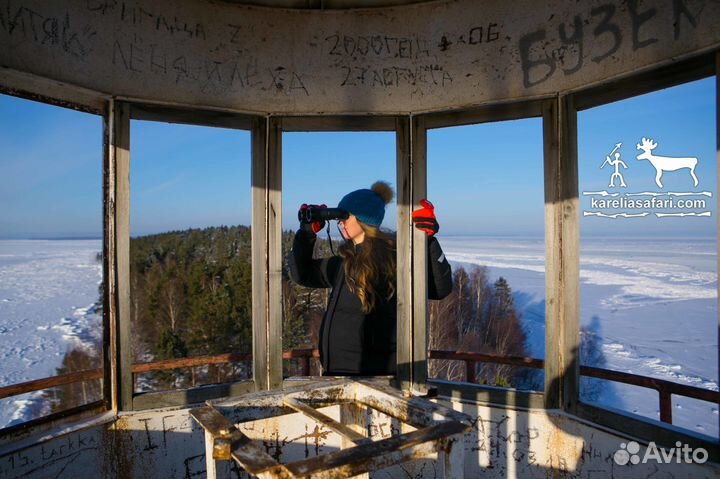 Пикник у маяка на Онего на воздушной подушке