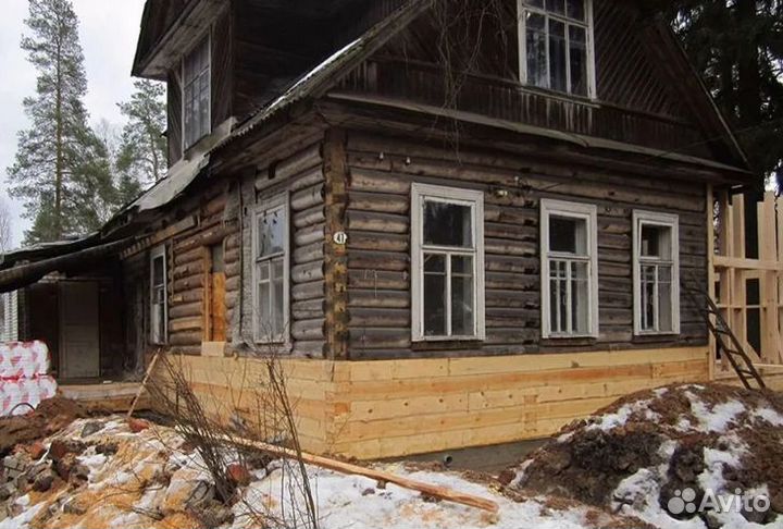 Подъём дома замена венцов ремонт фундамента