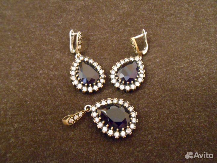 Комплект серебро, бижутерия авторской работы