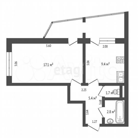 1-к. квартира, 41 м², 8/9 эт.