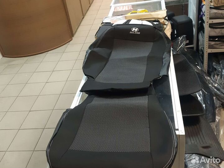 Чехлы hyundai Solaris с 2010 Жаккард+Экокожа