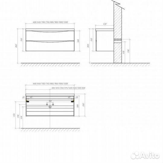 Тумба под раковину BelBagno marino-1000-2c-so-wo-p