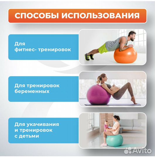 Мяч Фитбол 75 см с насосом