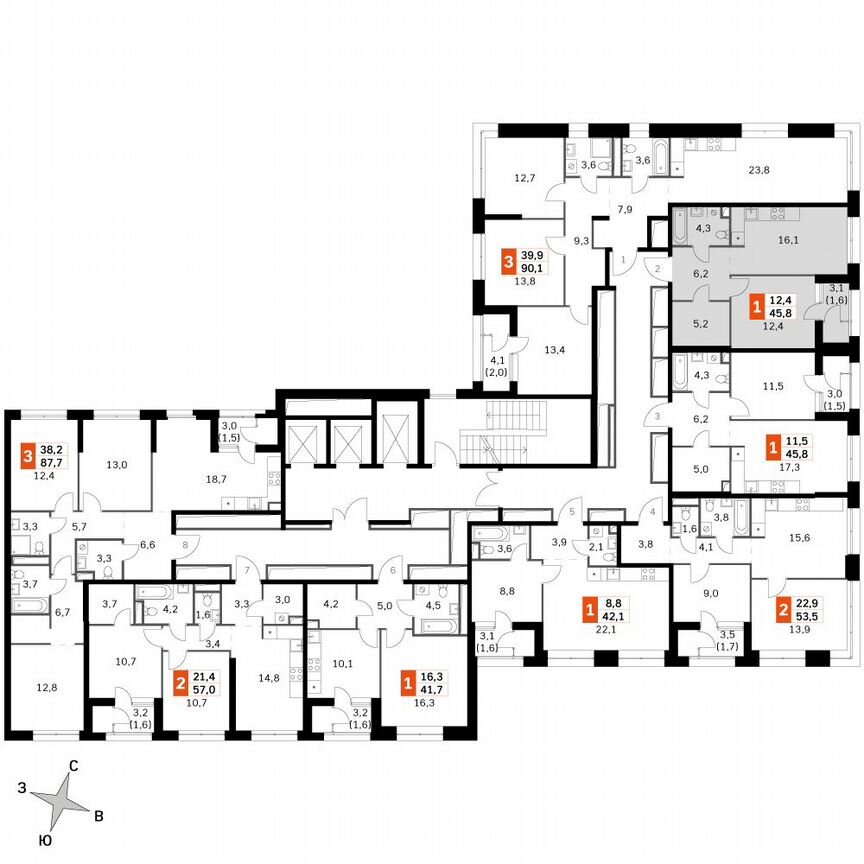 1-к. квартира, 45,4 м², 22/22 эт.