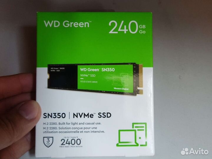 SSD накопитель WD Green SN350 WDS240G2G0C 240гб
