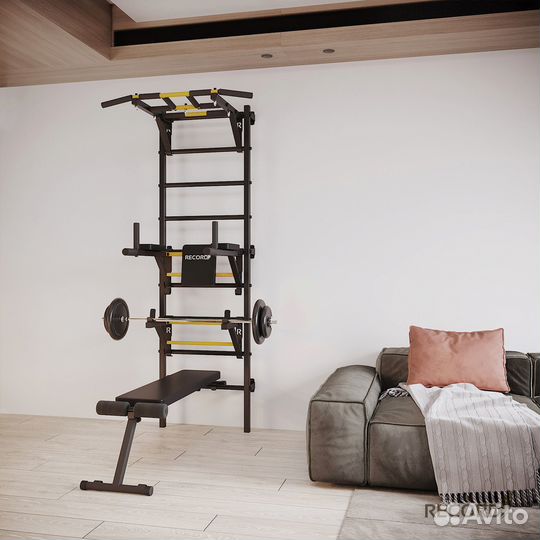 Шведская стенка Рекорд Х4 с опорой на пол - турник