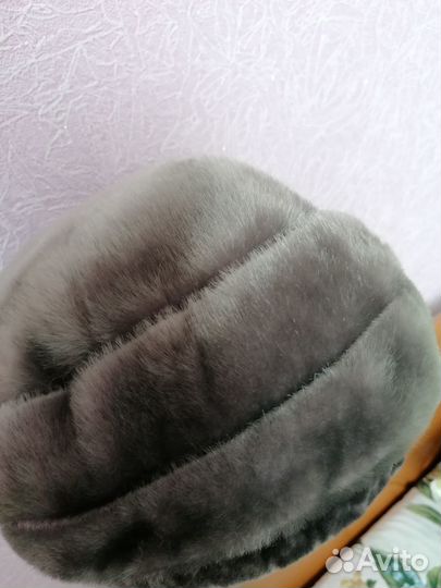 Шапка зимняя серая эко мех