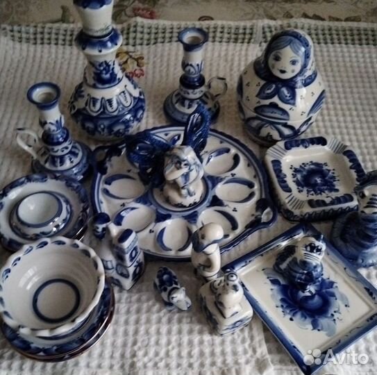 Пасхальный набор посуды новые гжель