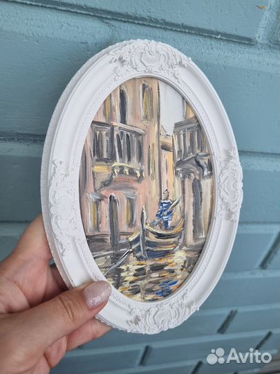 Картина маслом Венеция пейзаж овальная рама