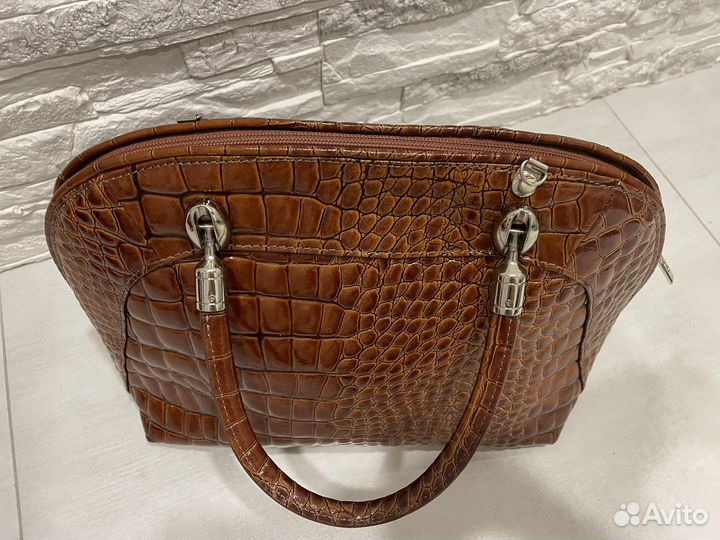 Сумка рыжая наьуральный лак Италия