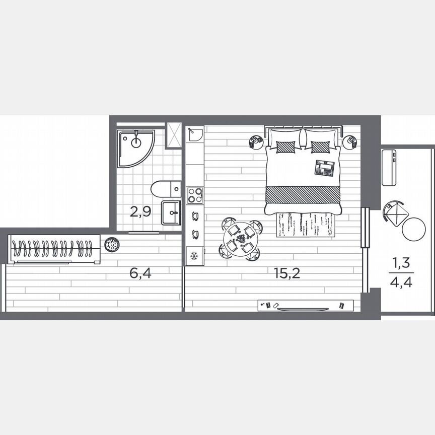 Квартира-студия, 25,8 м², 13/25 эт.