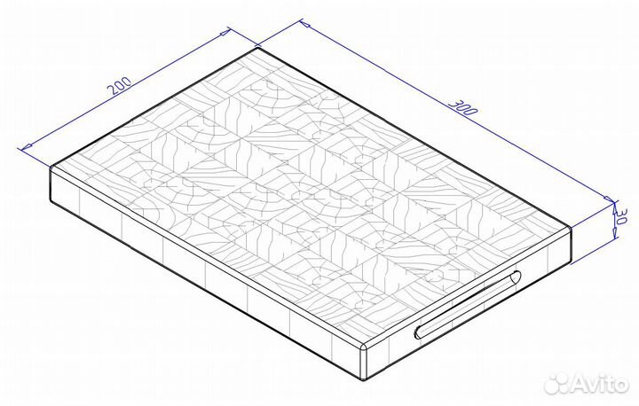 Торцевая разделочная доска береза 300*200*30