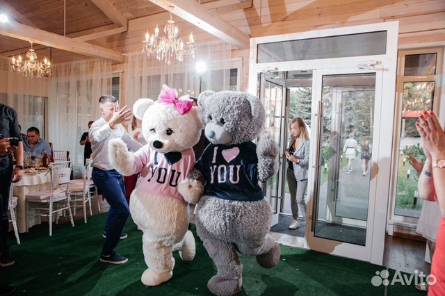 Аниматор Белый Розовый мишка Ростовая кукла