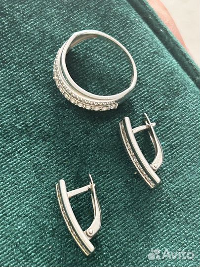 Сережки серебро, кольцо серебро