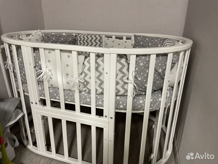 Детская кроватка трансформер круглая