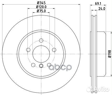8DD 355 119-281 Диск тормозной BMW 5 F10/11/7 F