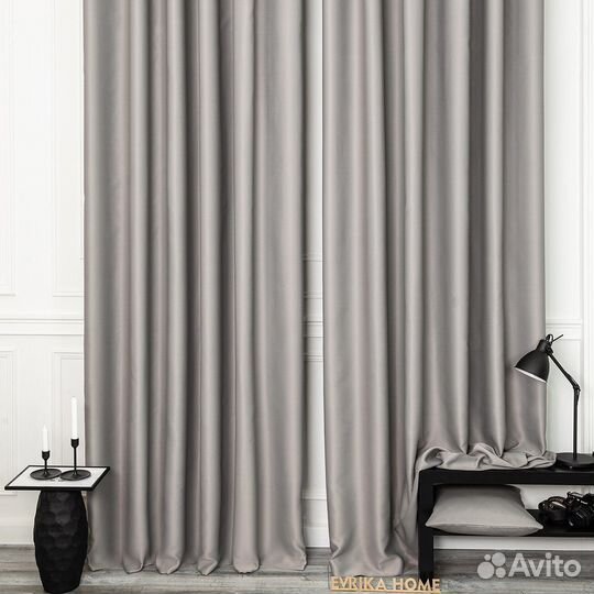 Шторы блэкаут Амадео серо-бежевый новые пошив