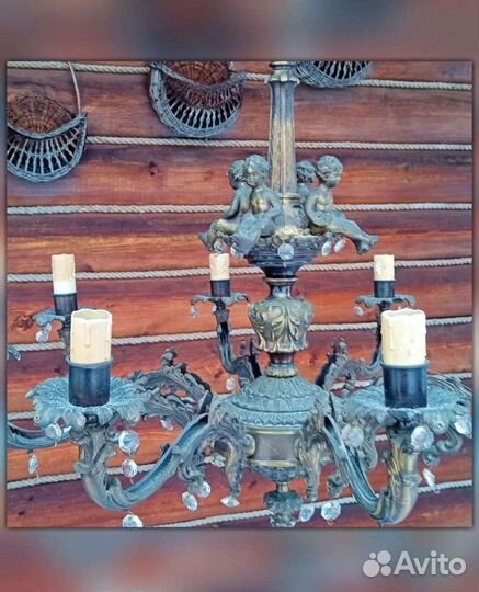 Антикварная бронзовая люстра, Европа, 19 век