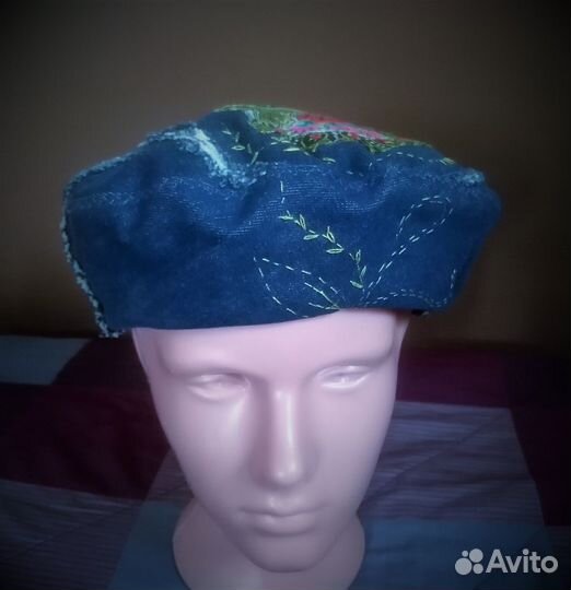 Берет женский джинсовый авторский