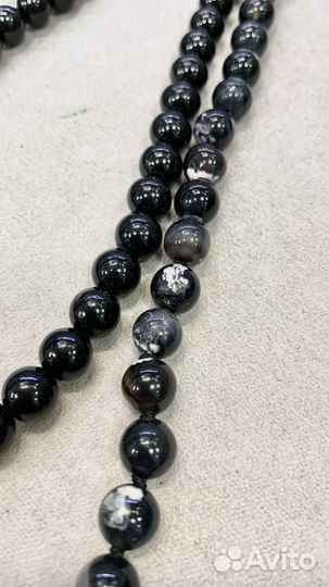 Бусы из черного агата натуральные камни