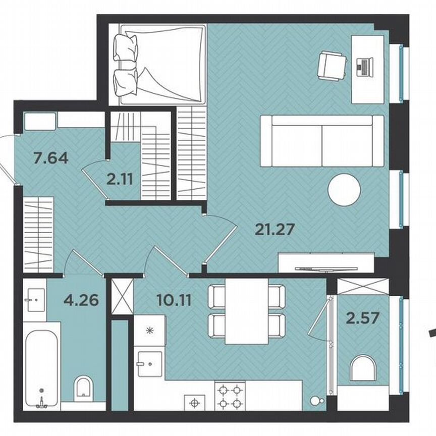 1-к. квартира, 48 м², 4/4 эт.