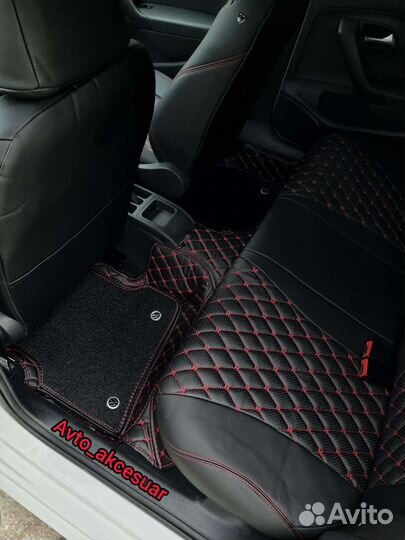 Чехлы Volkswagen Polo - Поло Черные с красн