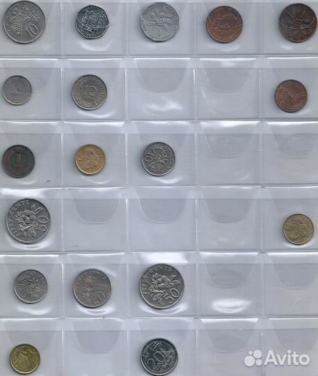 Монеты Южной Америки и Сингапура