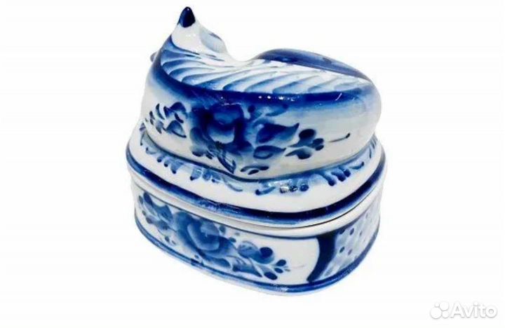 Шкатулка гжель кошка дрема