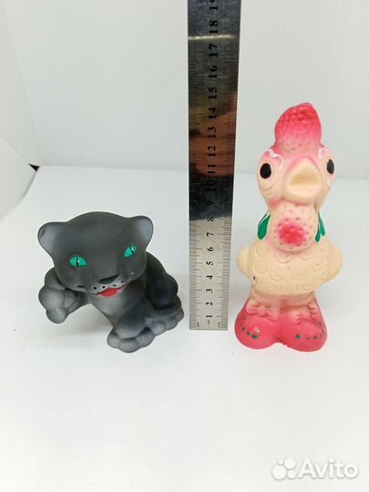 Резиновые игрушки СССР. Пантера, петушок