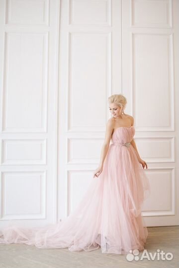 Платье вечернее розовое длинное