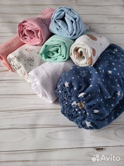 Муслиновая простыня на резинке