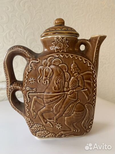 Керамический винтажный кувшин СССР с крышкой