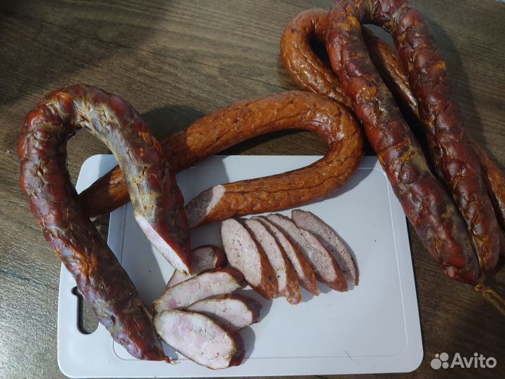 Домашняя колбаса копченая