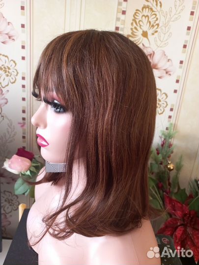 Парик из натуральных волос с имитацией кожи головы