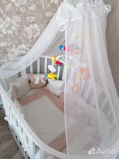 Детская кроватка трансформер круглая