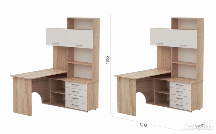 Стол письменный Гарвард угловой с надставкой прав