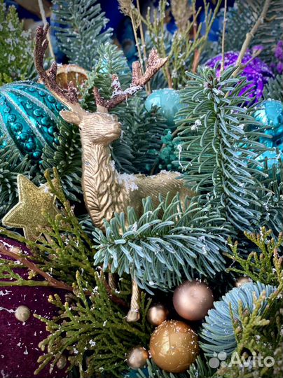 Новогодняя композиция с оленем в кашпо