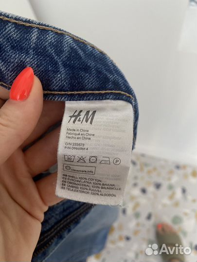 Джинсы h&m прямые с высокой талией