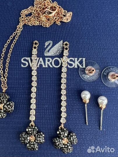 Серьги трансформеры Swarovski Latisha черные