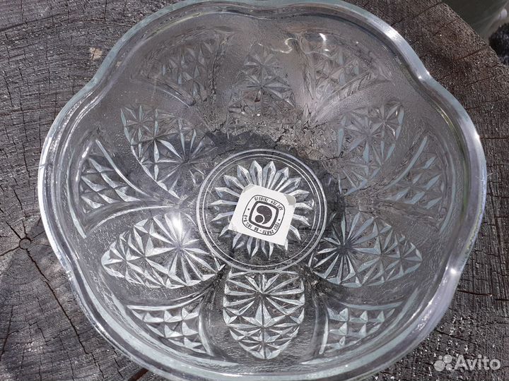 Вазы хрусталь СССР. 3 вида. Ведерко Круг Лист