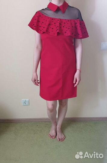 Платье коктейльное красное короткое 44/46