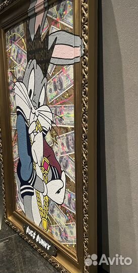 Стильная современная картина в раме Багс Банни