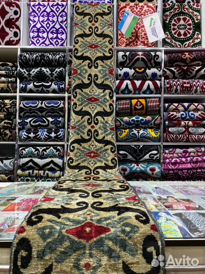 Узбекский шелковый бархат Бахмаль. Шелковый икат