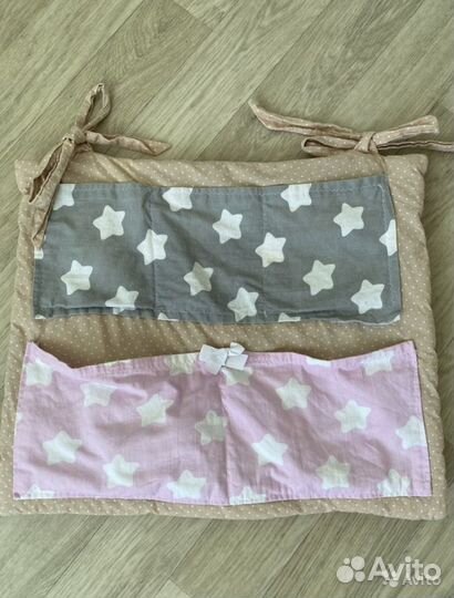 Бортики в детскую кроватку +кармашек (органайзер)