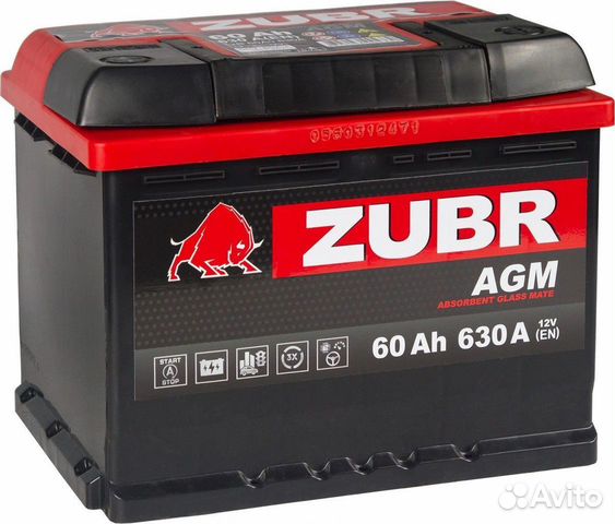 Аккумулятор zubr AGM 60A/h 242х175х190