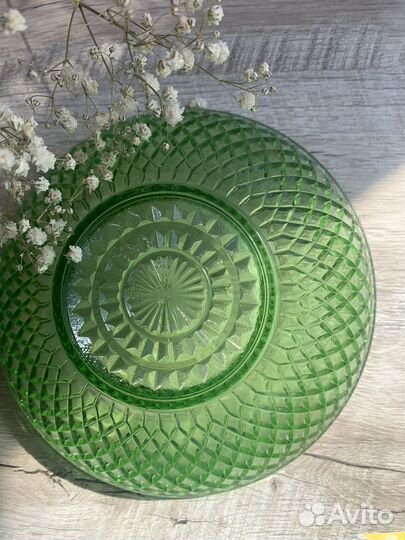 Ваза С геометрическим декором, стекло, пресс, СССР