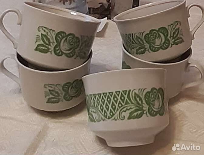 Большие(фарфор.) блыда,чашки Дулево,чайник.Тарелка