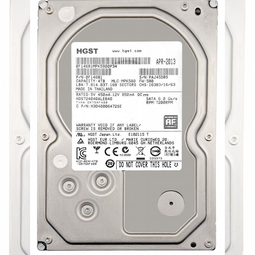 [HDS724040ALE640] Жесткий Диск Hitachi H3d40006472se 4tb 7200 SATA2