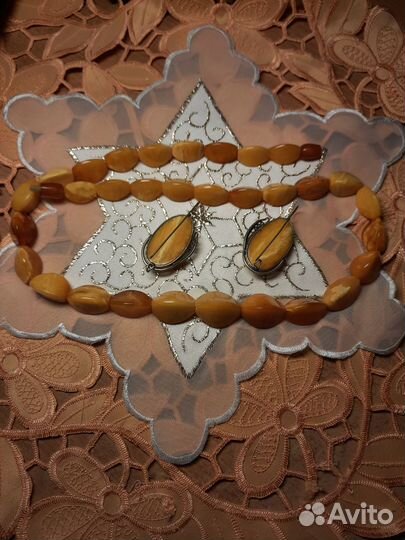 Янтарь СССР бусы и серьги